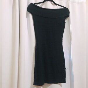 Cutest Black Knit Off the Shoulder Mini Dress
